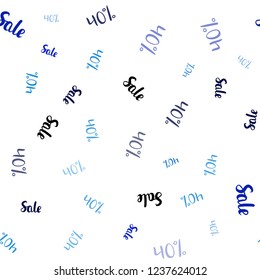 Dark BLUE vector seamless cover with symbols of 40 % sales. Colorful set of  percentage signs in simple style. Design for business ads, commercials.