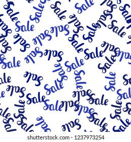 Dark BLUE vector seamless cover with symbols of 70, 90 % sales. Shining colorful illustration with isolated selling prices. Pattern for ads, posters, banners of sales.