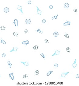 Dark BLUE vector seamless cover with cuisine gourmet. Decorative shining illustration with food on abstract template. Doodle design for your business advert of cafes.