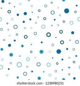 Dark BLUE vector seamless cover with spots. Abstract illustration with colored bubbles in nature style. Design for textile, fabric, wallpapers.