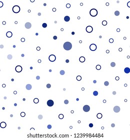 Dark BLUE vector seamless cover with spots. Abstract illustration with colored bubbles in nature style. Pattern for trendy fabric, wallpapers.