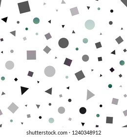 Dark BLUE vector seamless cover in polygonal style with circles. Illustration with colorful circles, triangles, rectangles. Pattern for design of fabric, wallpapers.