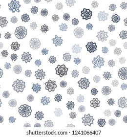 Dark BLUE vector seamless cover with beautiful snowflakes. Glitter abstract illustration with crystals of ice. Pattern for design of window blinds, curtains.