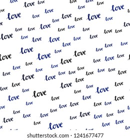 Dark BLUE vector seamless cover with quote LOVE YOU. Colorful illustration with quote LOVE YOU in celebration style. Design for textile, fabric, wallpapers.