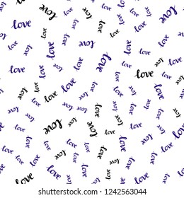 Dark BLUE vector seamless cover with quote LOVE YOU. Colorful illustration with quote LOVE YOU in celebration style. Texture for window blinds, curtains.