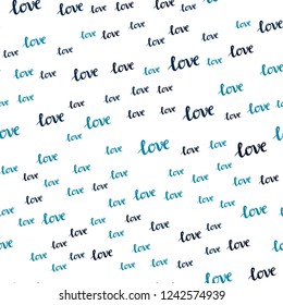 Dark BLUE vector seamless cover with quote LOVE YOU. Decorative illustration with words of love in abstract style. Design for wallpaper, fabric makers.