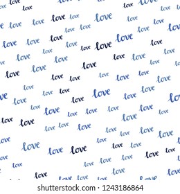 Dark BLUE vector seamless cover with quote LOVE YOU. Illustration with phrase LOVE YOU for valentine's day. Pattern for trendy fabric, wallpapers.