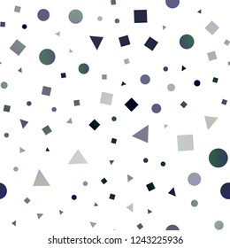 Dark BLUE vector seamless cover in polygonal style with circles. Decorative design in abstract style with lines, dots, cubes. Template for business cards, websites.