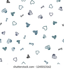 Dark BLUE vector seamless cover with quote LOVE YOU, hearts. Illustration with phrase LOVE YOU, hearts for valentine's day. Design for textile, fabric, wallpapers.