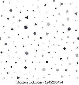 Dark BLUE vector seamless cover with polygonal style with circles. Decorative design in abstract style with lines, dots, cubes. Pattern for design of window blinds, curtains.