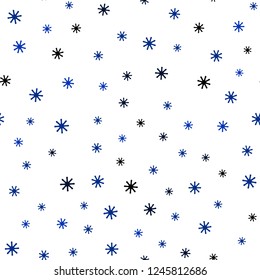 Dark BLUE vector seamless cover with beautiful snowflakes. Shining colorful illustration with snow in christmas style. Pattern for design of fabric, wallpapers.