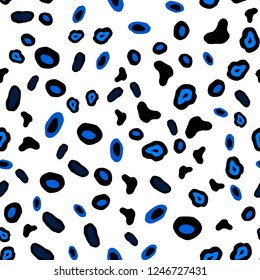 Dark BLUE vector seamless cover with spots. Beautiful colored illustration with blurred circles in nature style. Pattern for trendy fabric, wallpapers.