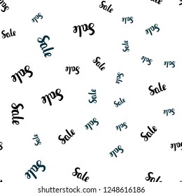 Dark BLUE vector seamless cover with symbols of sales. Abstract illustration with colorful gradient symbols of sales. Template for season sales, shopping ads.