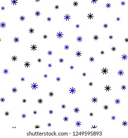 Dark BLUE vector seamless cover with beautiful snowflakes. Shining colorful illustration with snow in christmas style. Template for business cards, websites.