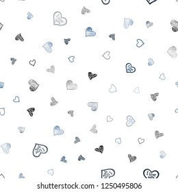 Dark BLUE vector seamless cover with Shining hearts. Illustration with hearts in love concept for valentine's day. Beautiful design for your business advert of anniversary.