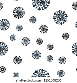 Dark BLUE vector seamless cover with beautiful snowflakes. Shining colored illustration with snow in christmas style. Pattern for design of window blinds, curtains.