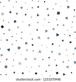 Dark BLUE vector seamless cover with polygonal style with circles. Illustration with colorful circles, triangles, rectangles. Pattern for design of window blinds, curtains.