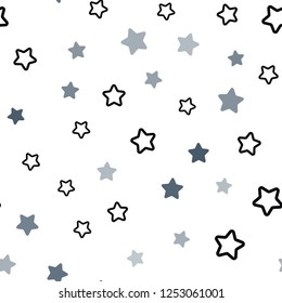 Dark BLUE vector seamless cover with small and big stars. Glitter abstract illustration with colored stars. Design for wallpaper, fabric makers.