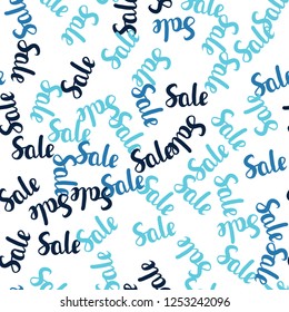 Dark BLUE vector seamless cover with symbols of 70, 90 % sales. Shining colorful illustration with isolated selling prices. Template for season sales, shopping ads.