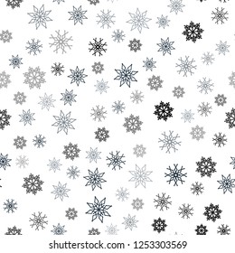 Dark BLUE vector seamless cover with beautiful snowflakes. Glitter abstract illustration with crystals of ice. Design for textile, fabric, wallpapers.
