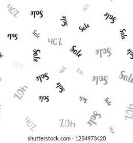 Dark BLUE vector seamless cover with symbols of 40 % sales. Colored words of sales with gradient on white background. Backdrop for ads, leaflets of Black Friday.