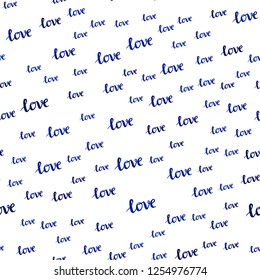 Dark BLUE vector seamless cover with quote LOVE YOU. Illustration with phrase LOVE YOU for valentine's day. Design for textile, fabric, wallpapers.