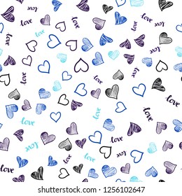 Dark BLUE vector seamless cover with quote LOVE YOU, hearts. Colorful illustration with quote LOVE YOU, hearts. Pattern for trendy fabric, wallpapers.