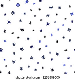 Dark BLUE vector seamless cover with beautiful snowflakes. Glitter abstract illustration with crystals of ice. Design for textile, fabric, wallpapers.