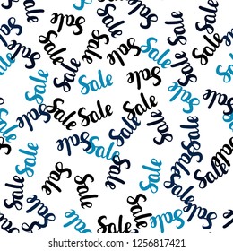 Dark BLUE vector seamless cover with symbols of 70, 90 % sales. Shining colorful illustration with isolated selling prices. Design for business ads, commercials.