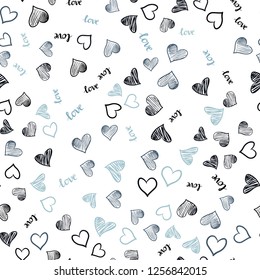 Dark BLUE vector seamless cover with quote LOVE YOU, hearts. Illustration with phrase LOVE YOU, hearts for valentine's day. Design for textile, fabric, wallpapers.