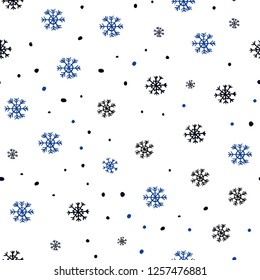 Dark BLUE vector seamless cover with beautiful snowflakes. Glitter abstract illustration with crystals of ice. Pattern for design of fabric, wallpapers.
