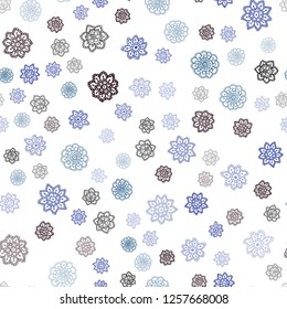 Dark BLUE vector seamless cover with beautiful snowflakes. Glitter abstract illustration with crystals of ice. Design for textile, fabric, wallpapers.