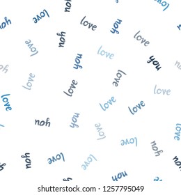 Dark BLUE vector seamless cover with quote LOVE YOU. Illustration with phrase LOVE YOU for valentine's day. Design for wallpaper, fabric makers.