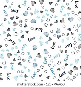 Dark BLUE vector seamless cover with quote LOVE YOU, hearts. Colorful illustration with quote LOVE YOU, hearts. Design for wallpaper, fabric makers.