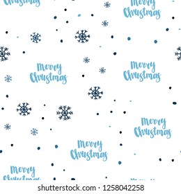 Dark BLUE vector seamless cover with beautiful snowflakes. Colorful decorative design in xmas style with snow. Pattern for trendy fabric, wallpapers.