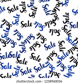 Dark BLUE vector seamless cover with symbols of 70, 90 % sales. Illustration with signs of sales on abstract template. Template for season sales, shopping ads.