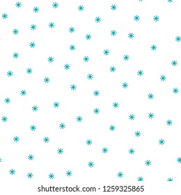 Dark BLUE vector seamless cover with beautiful snowflakes. Shining colorful illustration with snow on abstract template. Pattern for trendy fabric, wallpapers.