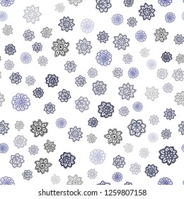 Dark BLUE vector seamless cover with beautiful snowflakes. Glitter abstract illustration with crystals of ice. Trendy design for wallpaper, fabric makers.