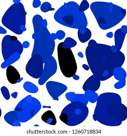 Dark BLUE vector seamless cover with spots. Beautiful colored illustration with blurred circles in nature style. Pattern for trendy fabric, wallpapers.