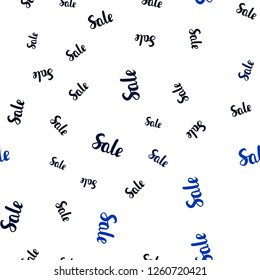 Dark BLUE vector seamless cover with symbols of sales. Abstract illustration with colorful gradient symbols of sales. Backdrop for mega promotions, discounts.