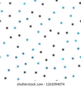 Dark BLUE vector seamless cover with beautiful snowflakes. Shining colorful illustration with snow on abstract template. Design for textile, fabric, wallpapers.