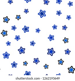 Dark BLUE vector seamless cover with small and big stars. Modern geometrical abstract illustration with stars. Texture for window blinds, curtains.