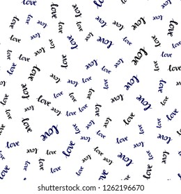 Dark BLUE vector seamless cover with quote LOVE YOU. Phrase LOVE YOU with colorful gradient in abstract style. Design for textile, fabric, wallpapers.