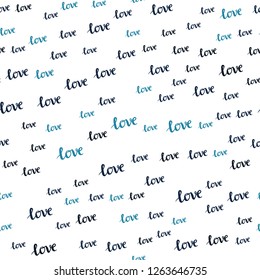 Dark BLUE vector seamless cover with quote LOVE YOU. Illustration with colorful phrase LOVE YOU in romantic style. Template for business cards, websites.