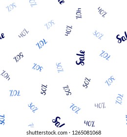 Dark BLUE vector seamless cover with symbols of 30, 40, 50 % sales. Gradient illustration with discount signs on white backdrop. Backdrop for super sales on Black Friday.