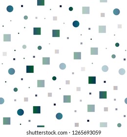 Dark BLUE vector seamless cover with circles, cubes. Illustration with set of shining colorful abstract circles, cubes. Template for business cards, websites.