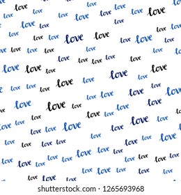 Dark BLUE vector seamless cover with quote LOVE YOU. Colorful illustration with quote LOVE YOU in celebration style. Template for business cards, websites.