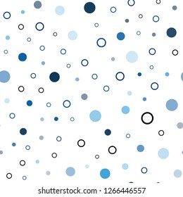 Dark BLUE vector seamless cover with spots. Glitter abstract illustration with blurred drops of rain. Design for textile, fabric, wallpapers.