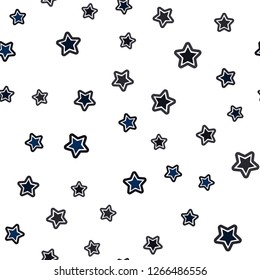 Dark BLUE vector seamless cover with small and big stars. Shining colored illustration with stars. Design for wallpaper, fabric makers.