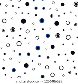 Dark BLUE vector seamless cover with spots. Illustration with set of shining colorful abstract circles. Trendy design for wallpaper, fabric makers.
